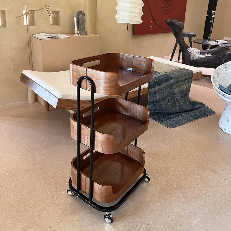 Carrito de Madera Maciza Ingenuity, Carrito Móvil para Salón de Belleza, Carrito de Herramientas para SPA, Estante para Cuidado de la Piel y Hospedaje