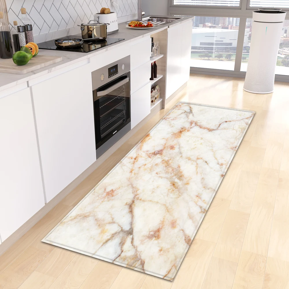 Custom Marble Kitchen Carpet Home Bathroom Entrance Doormat Living Room Floor Decoration Rugs Bedroom Hallway Anti-Slip Long Mat