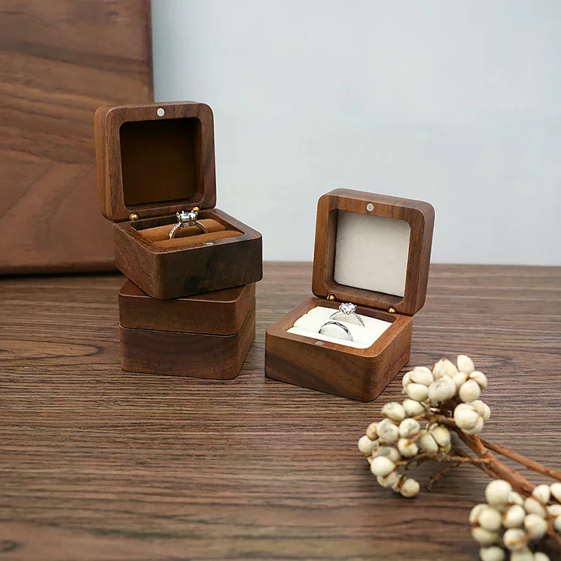 

Luxury Wood Jewelry Box Wedding Ring Box Earring Rings Box Jewelry Organizer Box Jewelry Gift Packaging Box Bracelet Package