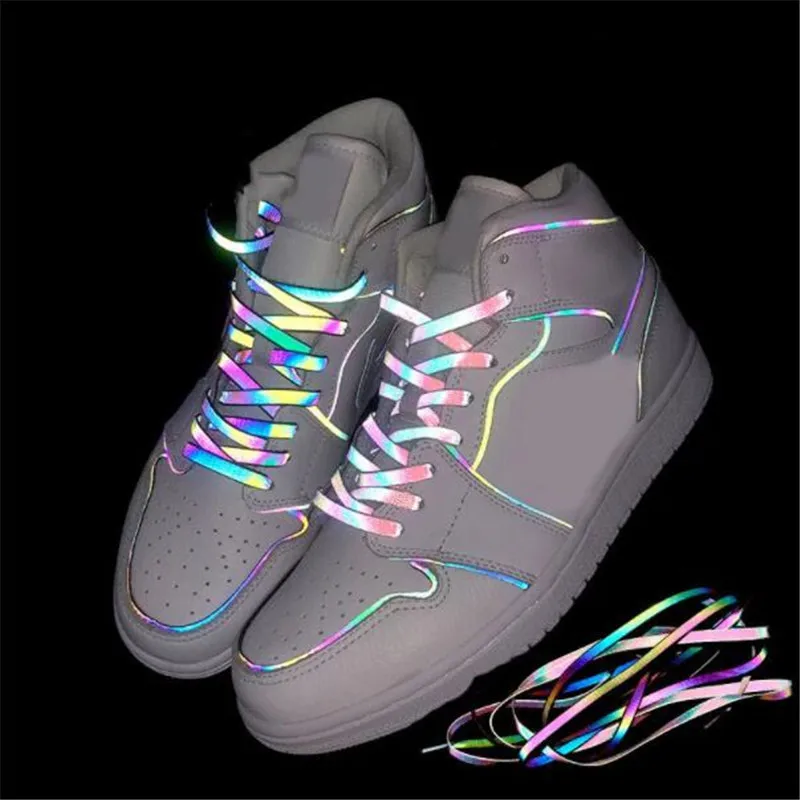 120cm Holographic Reflective Shoelace Rope Women Men Glowing In Dark Shoe Laces For Sneakers Sport Shoes Rope Bootlaces Luminous