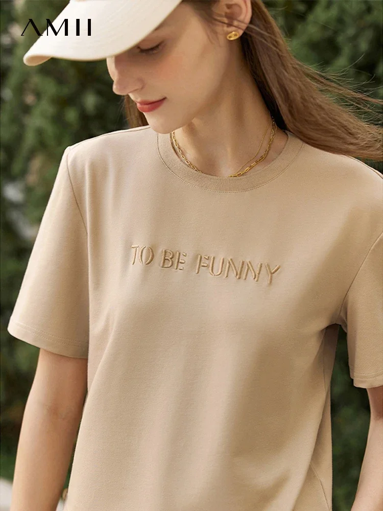 AMII Minimalism Summer Outfits for Women 2023 New Shorts Sets for Women Tees Cotton Embroidery Tshirt Separately Sale 12240356