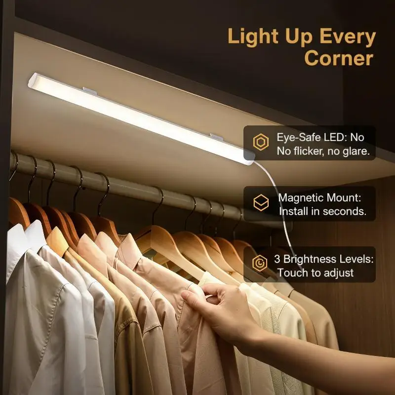 LED Multifunctional Light Tube 3 Light Colors 9 Level Dimming Light Bar Light Strip Night Light For Cabinet Shelf Desk