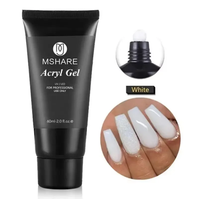Gel constructor para extensión de uñas marca MSHARE, libre de HEMA, blanco lechoso, 60g, camuflaje, construcción rápida