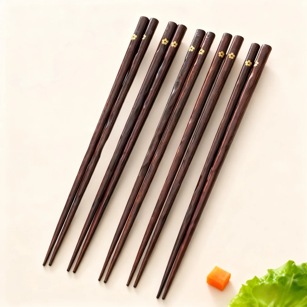 

Японские палочки для еды из натурального дерева, многоразовые экологически чистые палочки для суши, китайская корейская кухня, палочки для еды, нескользящий дизайн, 5 пар