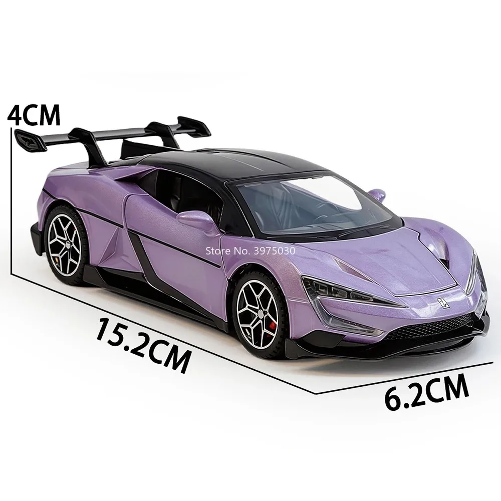 1:32 Alloy Martini BYD YANGWANG U9 Models Sports Cars Toys Rubber Tires with Light Music Miniature Vehicles for Model Ornament
