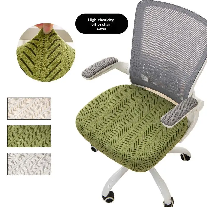 Stretch Fleece Office Chair Seat Cover Delicate Leaf Pattern Dirt Resistant Washable for Home Living Room Office