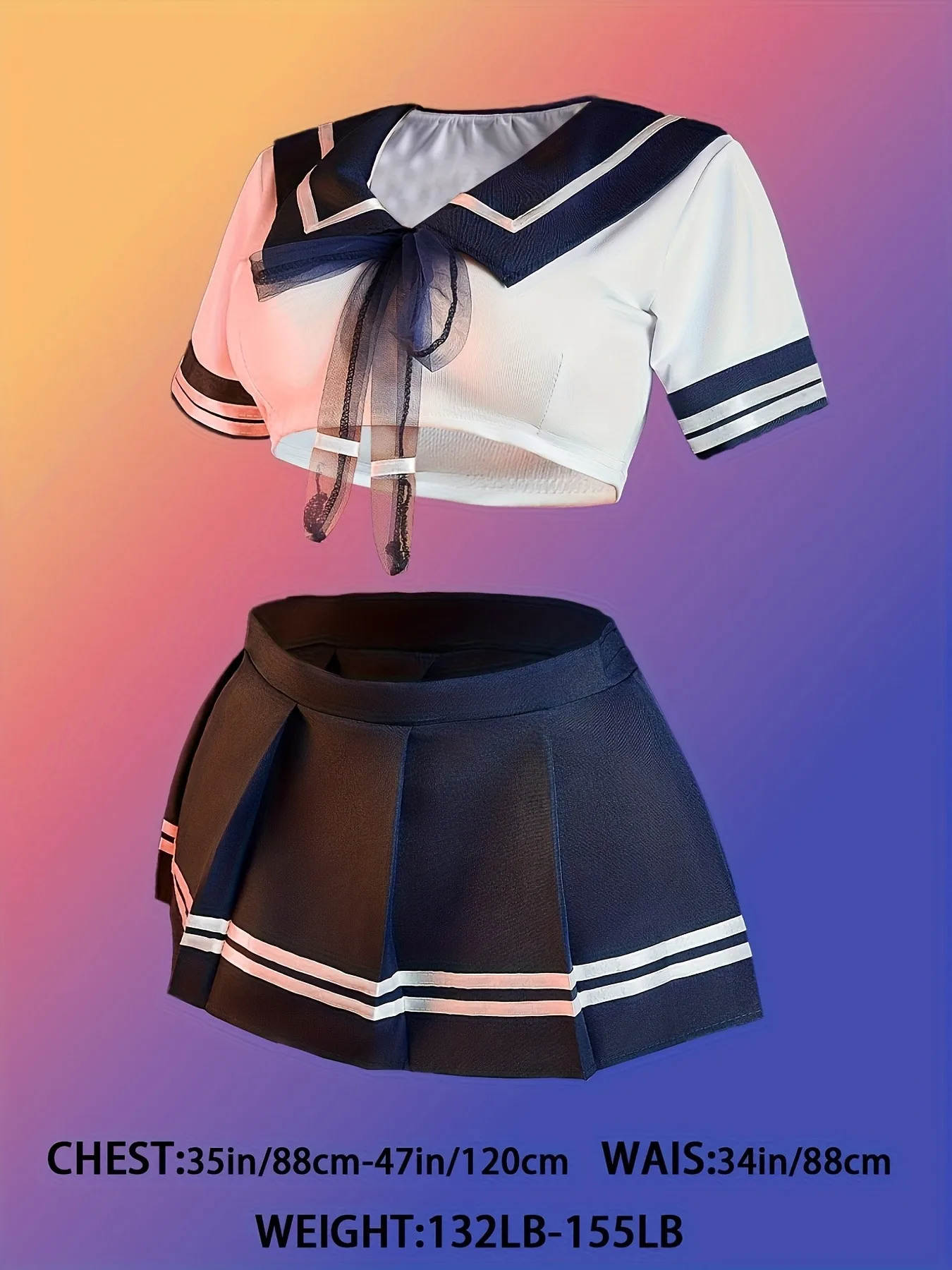 Conjunto de lencería Sexy de marinero para mujer, ropa de dormir de Cosplay de colegiala japonesa, minifalda plisada, Top corto, pijama, 3 uds.