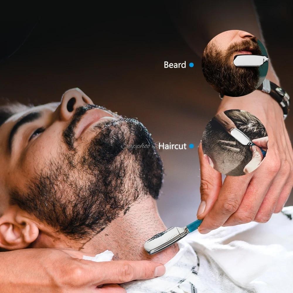 موضة مستقيم الحلاقة تصفيف الشعر اللحية الحاجب ماكينة حلاقة سبائك الزنك الإبط حلاقة سكين الرجال أداة إزالة الشعر مع 74 شفرة