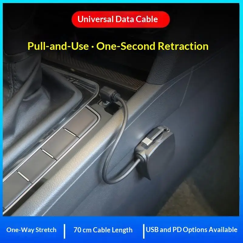 For SOON Retractable Car Charger Docking Station Fit Changan Geely New Energy Vehicles Auto Fast Charging Accessories