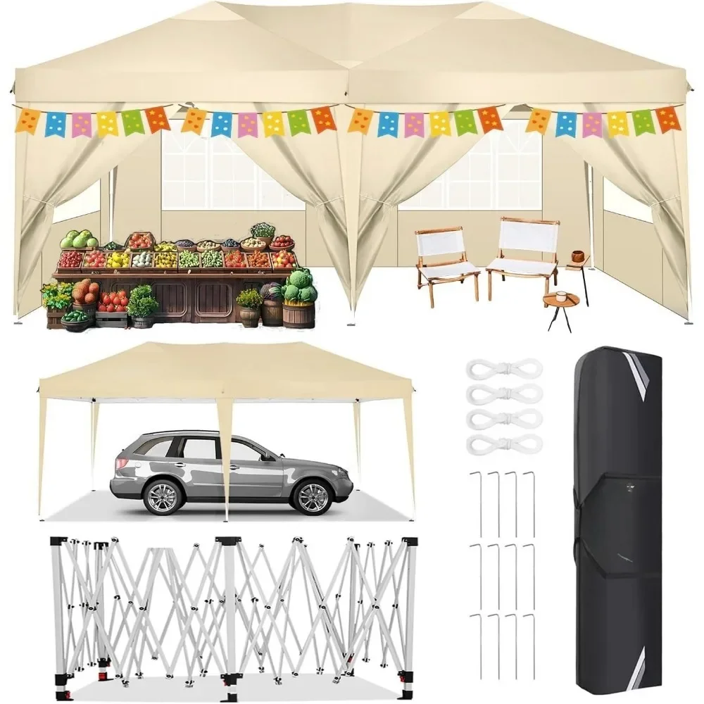 

10x20 Pop up Canopy Tent with 6 Sidewalls, Waterproof Portable Outdoor Canopy 10x20 Ez up Instant Shelter Tent for Parties Tent