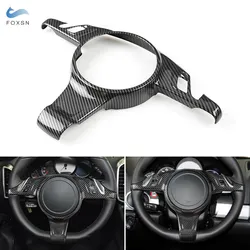 Car-styling ABS Carbon Fiber Texture Steering Wheel Panel Frame Cover Trim For Porsche Cayenne 2011-2017 For Panamera 2010-2016