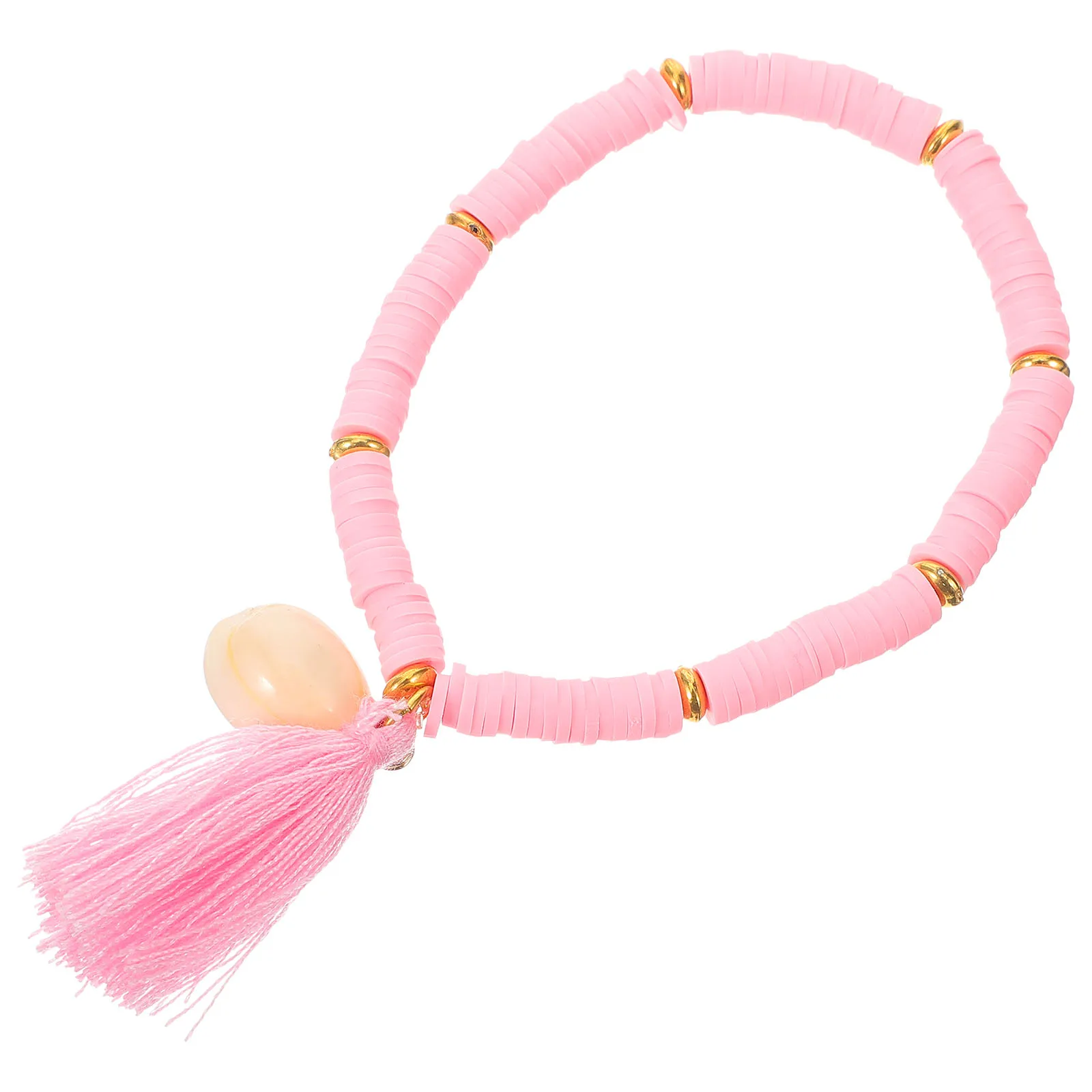 الملونة بوليمر كلاي شل شرابة أساور الوردي مطرز السيدات خلخال سلسلة نسائية اليد حلية البوهيمي العرقية مجوهرات