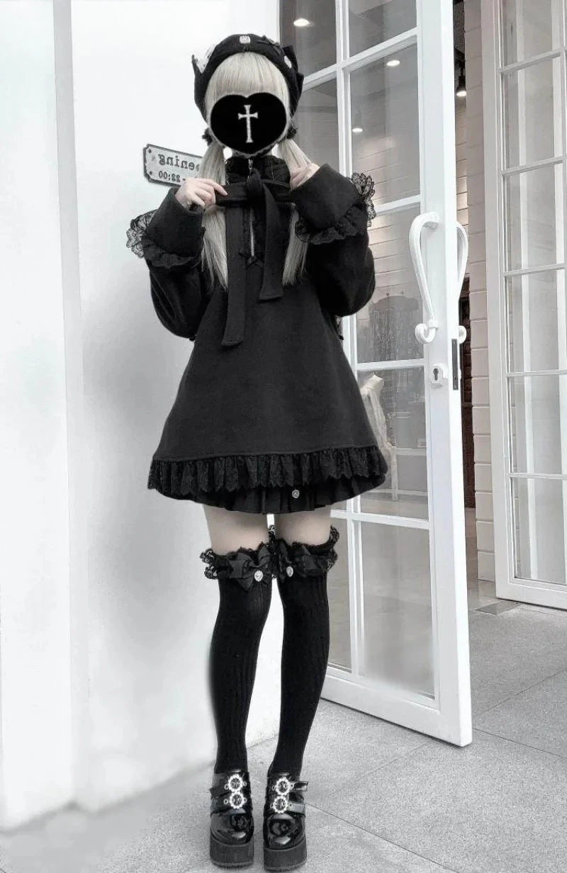 

Japanese Original sweet Girl Cute Spring and Autumn New Rabbit Ear Hooded Sweatshirt Solid Color Versatile Loose Zipper Pullover