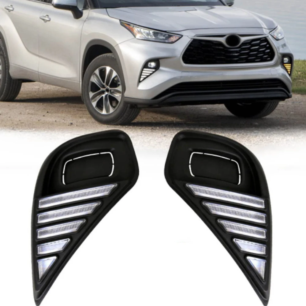 

2pcs 12V Daytime running lights For Toyota Highlander 2020-2021 turn signal auto Led fog lights headlights