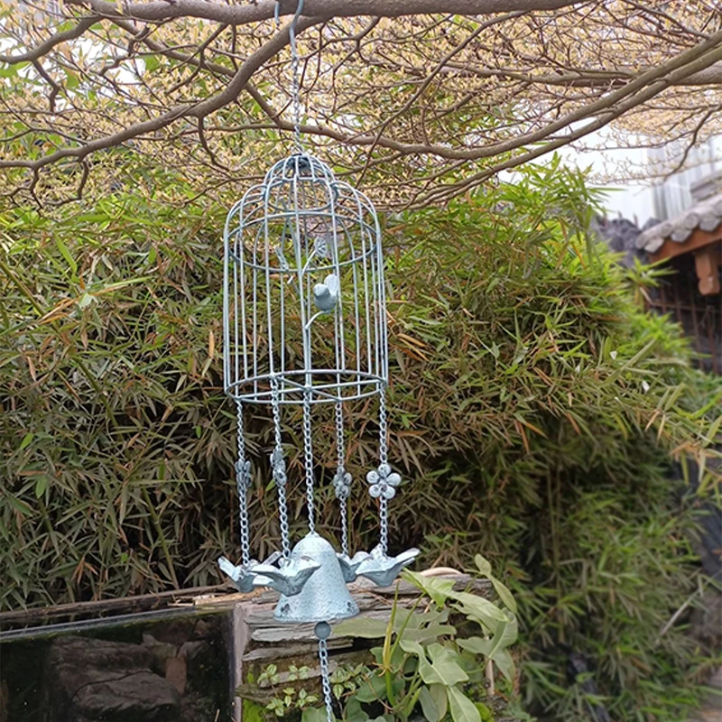 Klatka dla ptaków styl outdoorowe, chroniące przed wiatrem dzwonek żeliwny Birdhouse Garden Bell Décoration De Jardin Carillon à Vent japonis 윈드벨