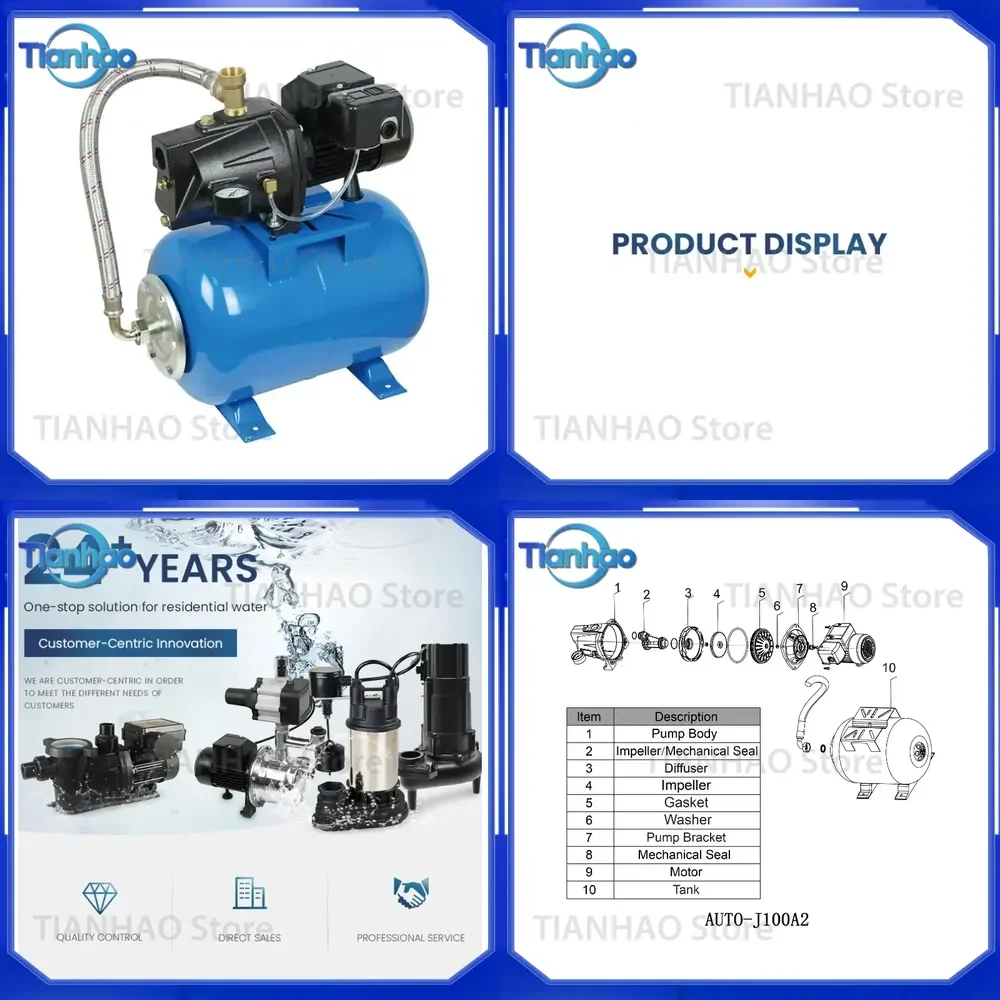 Heavy Duty Installation Ready 115/230 V Motor 1/2 HP Shallow Well Pump Intelligent Jet Pump with Water Tank for Residential