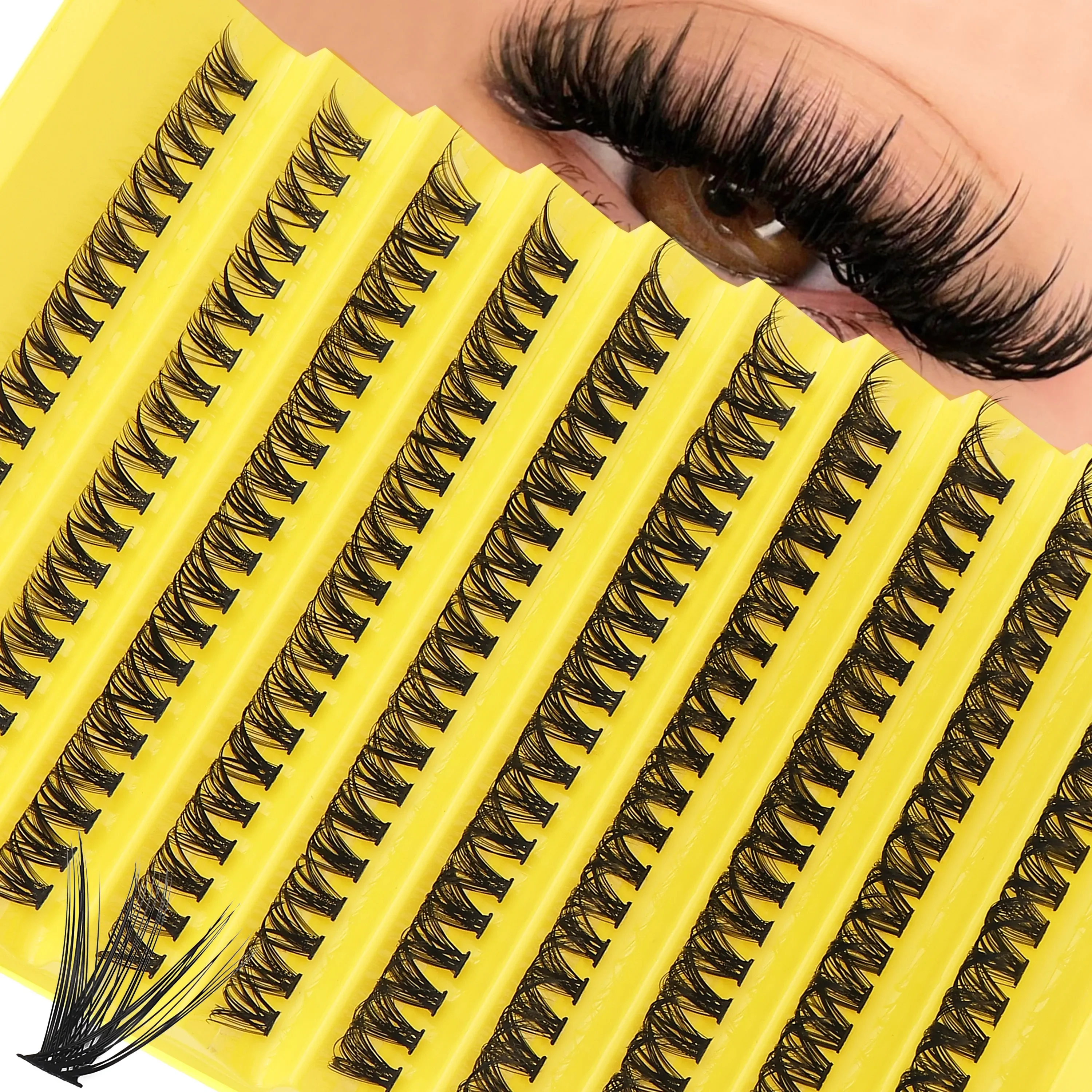 D Volume Lash Clusters D Curl Individual False Eyelashes Mixed Length Soft Reusable DIY Eyelash Extensions for Eye Makeup