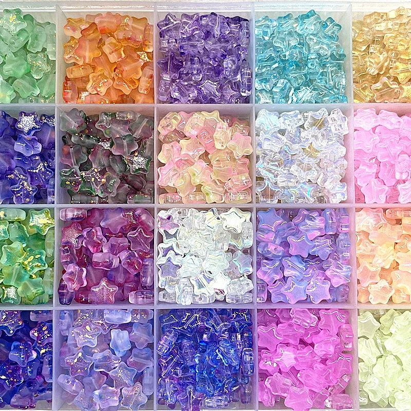 30pcs 8mm Color Five-pointed Star Glass Beads Loose Spacer Beads for Jewelry Making DIY Handmade Bracelets Earrings Accessories