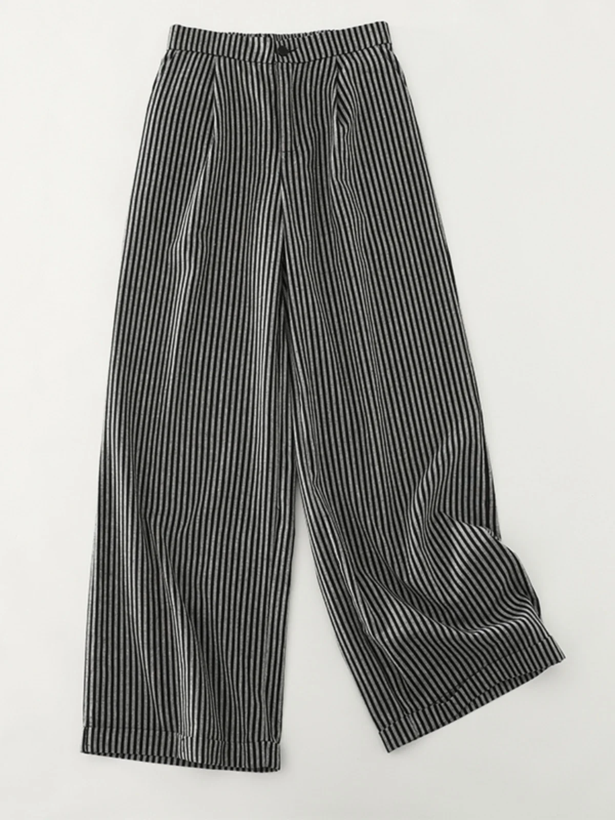 

Повседневные брюки с высокой талией и широкими штанинами для женщин, весенние, свободные, комфортные, стройнящие, белые в полоску, винтажные, прямого кроя