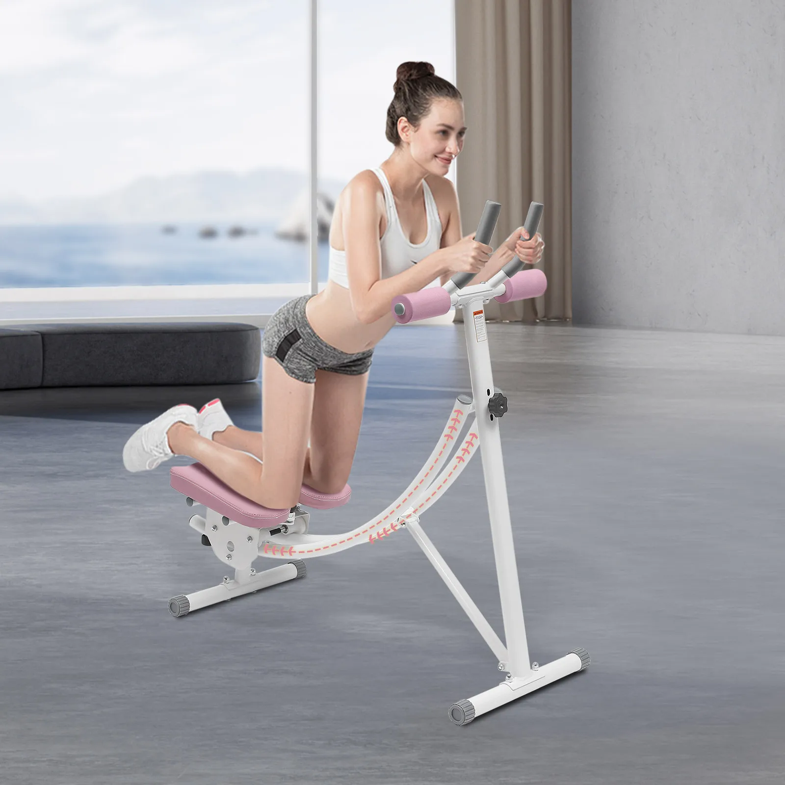 Trituradora de cintura plegable con monitor LED, entrenador Ab de 3 engranajes, banco para sentarse, máquina de entrenamiento Abdominal, carga de 150kg para hacer ejercicio