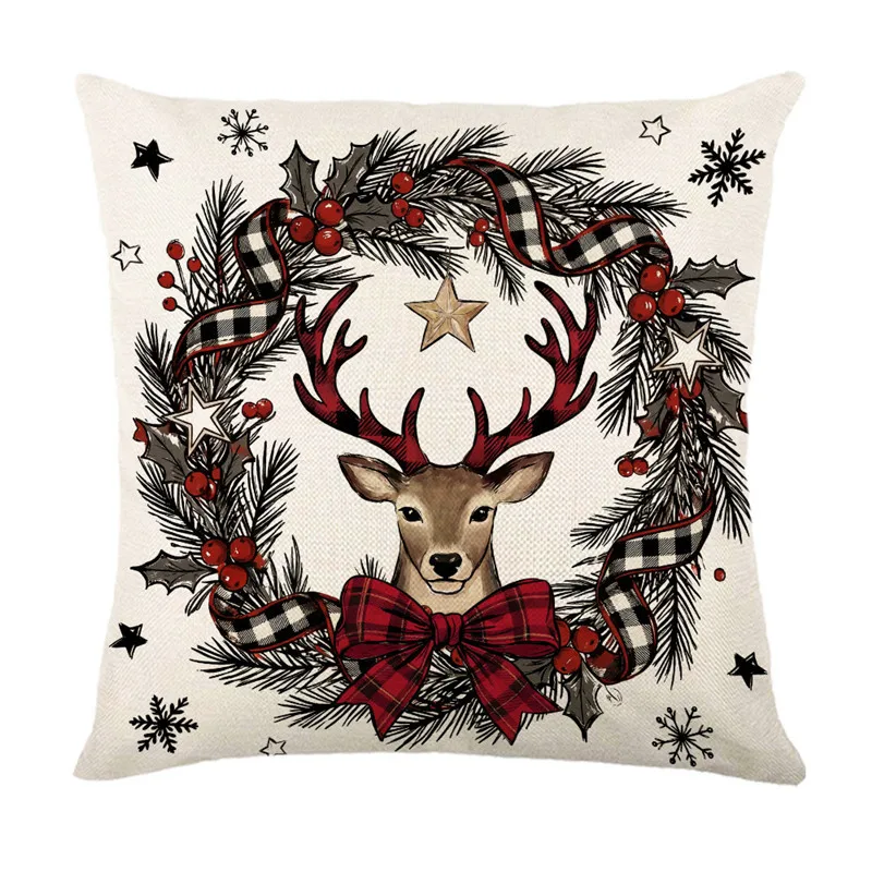2026 Merry Christmas Cushion Cover Lovely Santa Claus Penguin Deer Print for Sofa Bed Chair Christmas Home Decor Christmas Gift