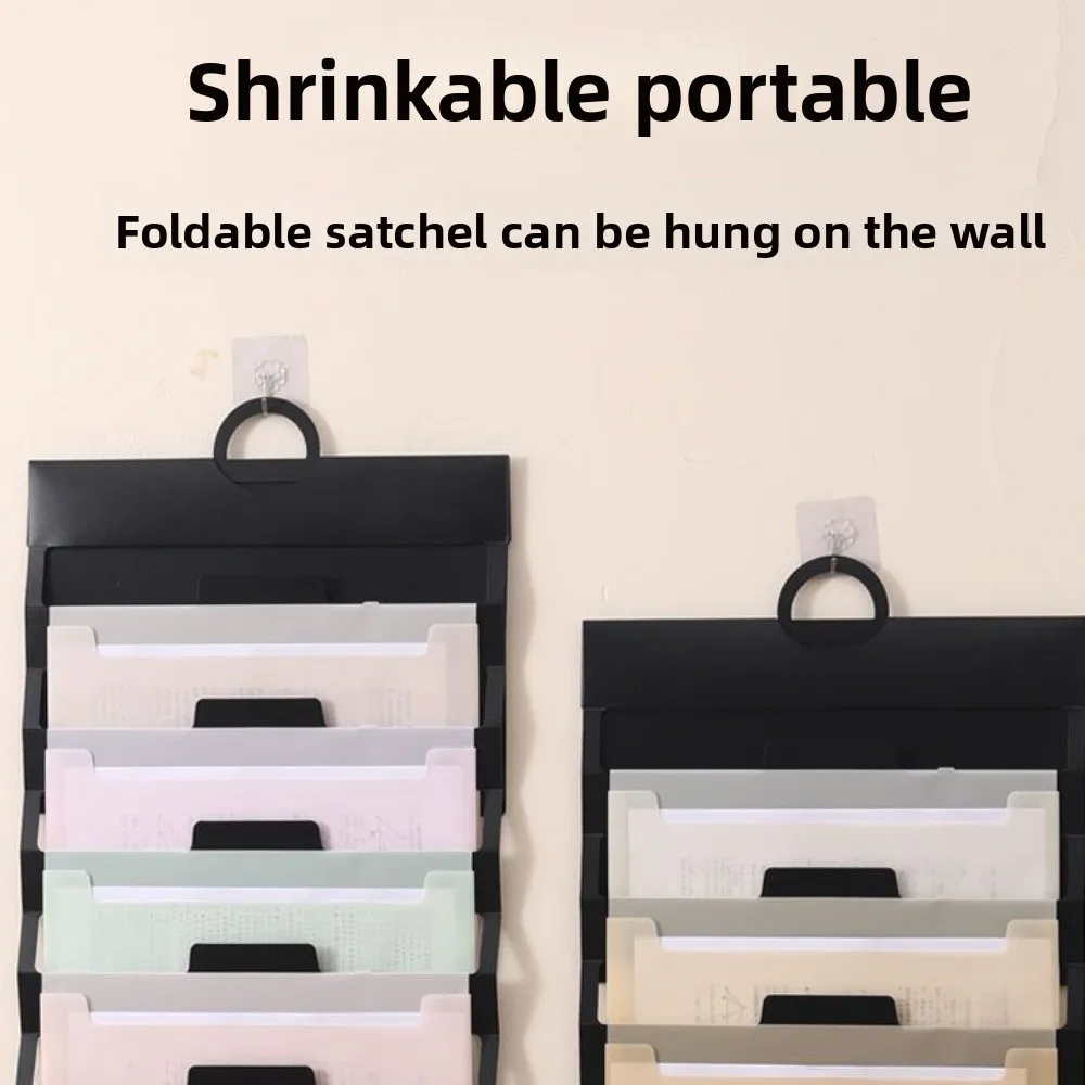 Portable 6 Pockets Hanging File Folders Wall Mounted Large Capacity File Organizer Multi-color File Storage Bag Office