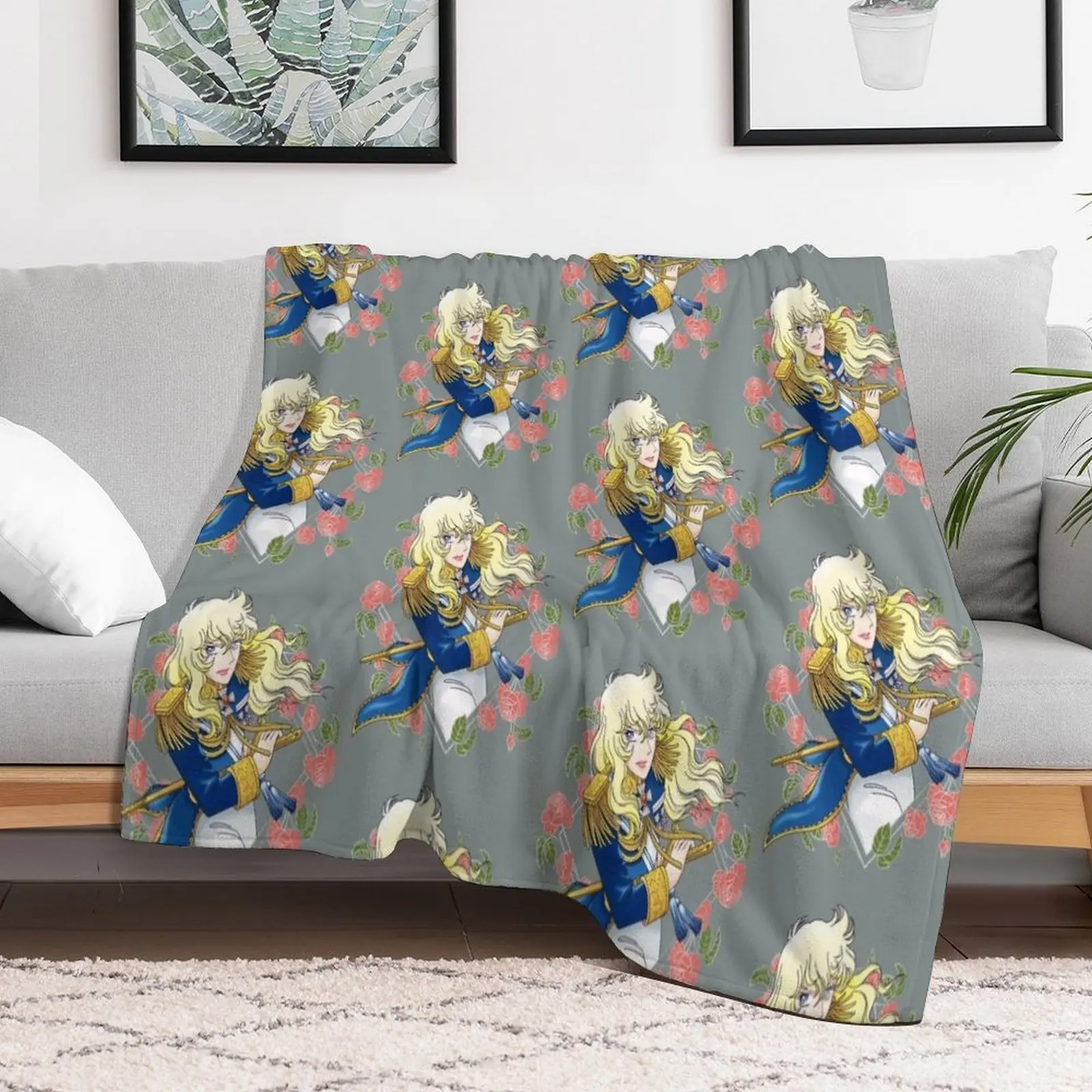 

Oscar Franois de Jarjayes (Blue edit. 2021) Throw Blanket Travel Flannel Fabric Thermal Blankets