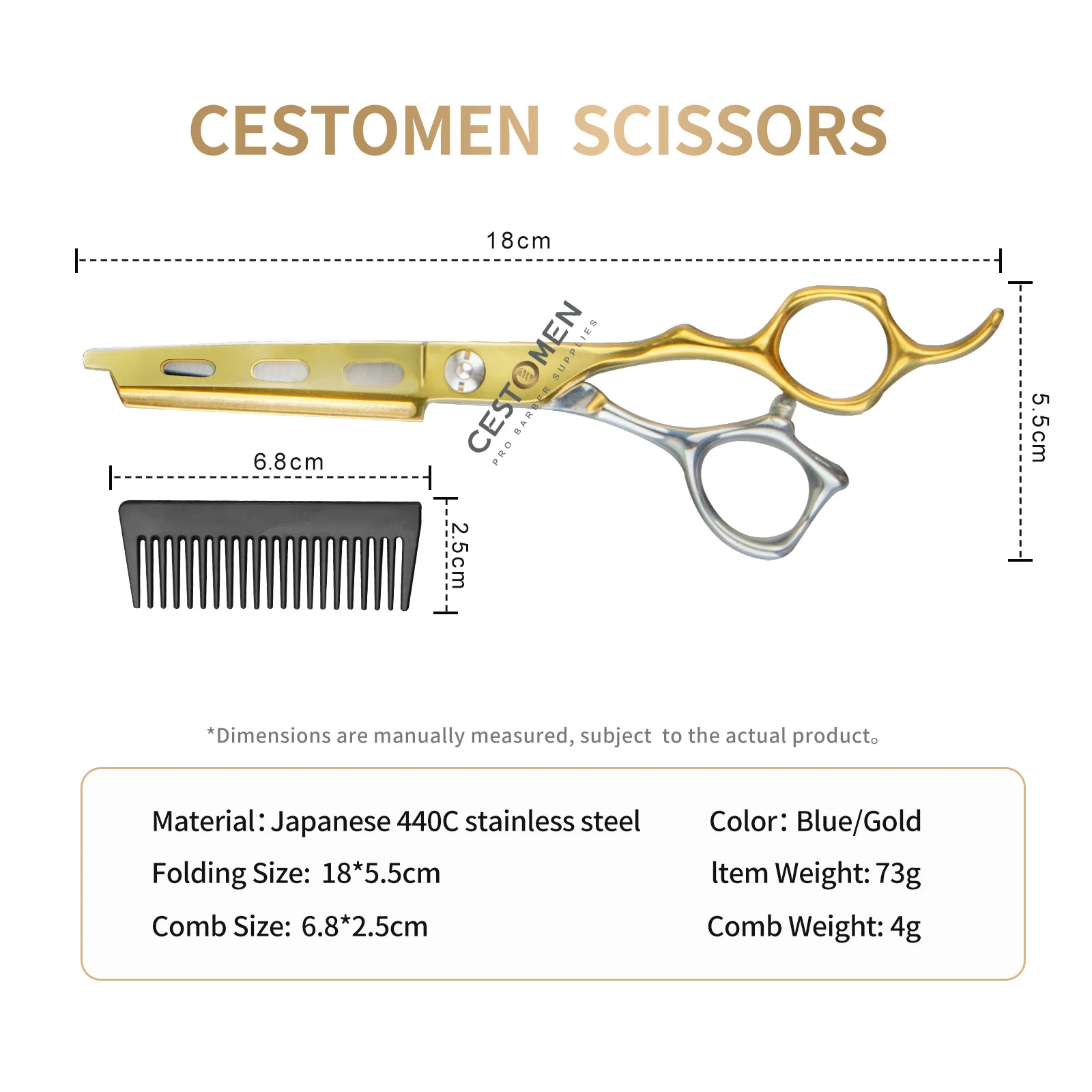 Alat Salon penata rambut profesional terbaru, sisir pemotong rambut 2 dalam 1 6 inci baja JP440C untuk penata rambut