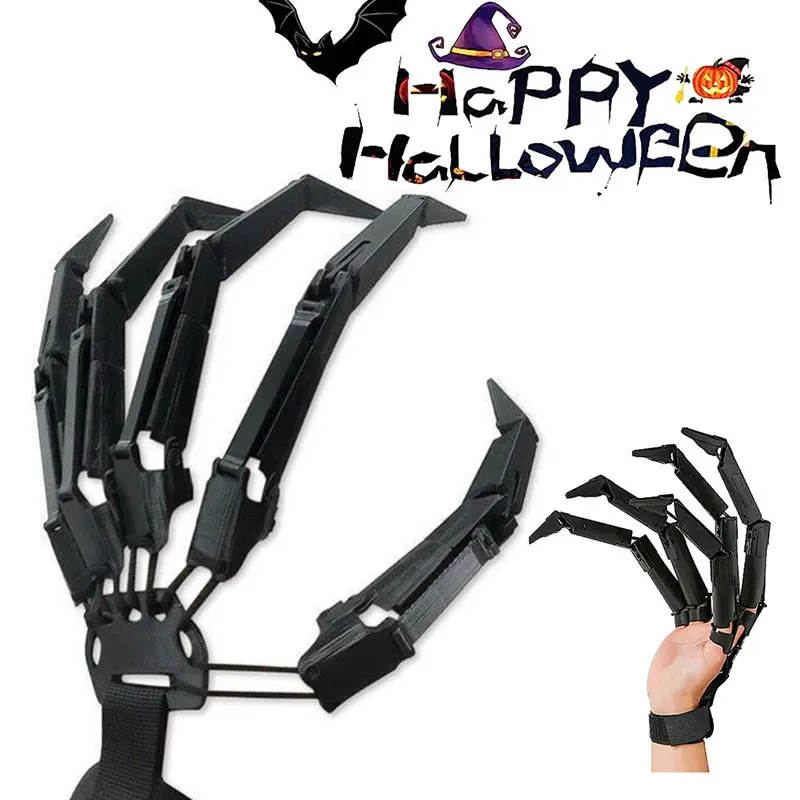 

Halloween Articulated Fingers Scary Fake Fingers Skeleton Hand Cosplay Finger Glove Realistic Horror Ghost Claw Prop Party Decor