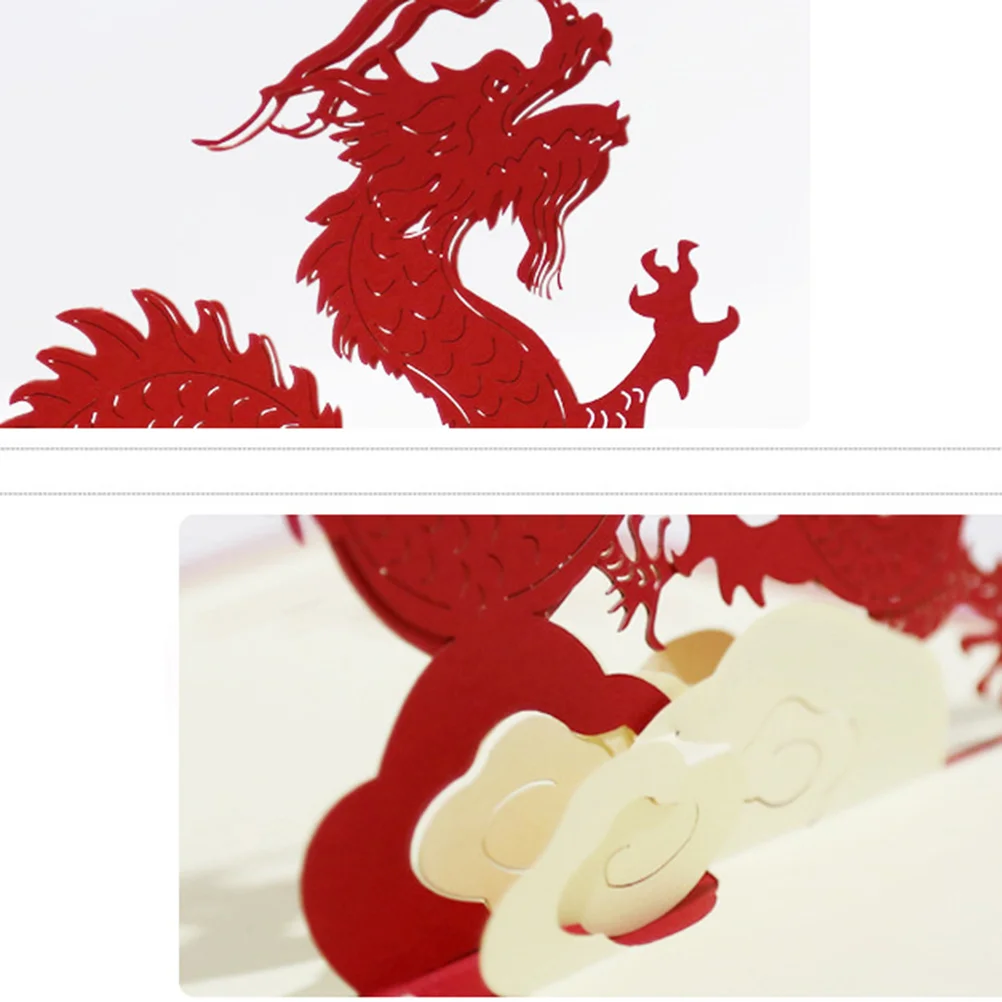 

2 PCS Handmade Greeting Cards for 3D Blessing Chinese Three-dimensional up