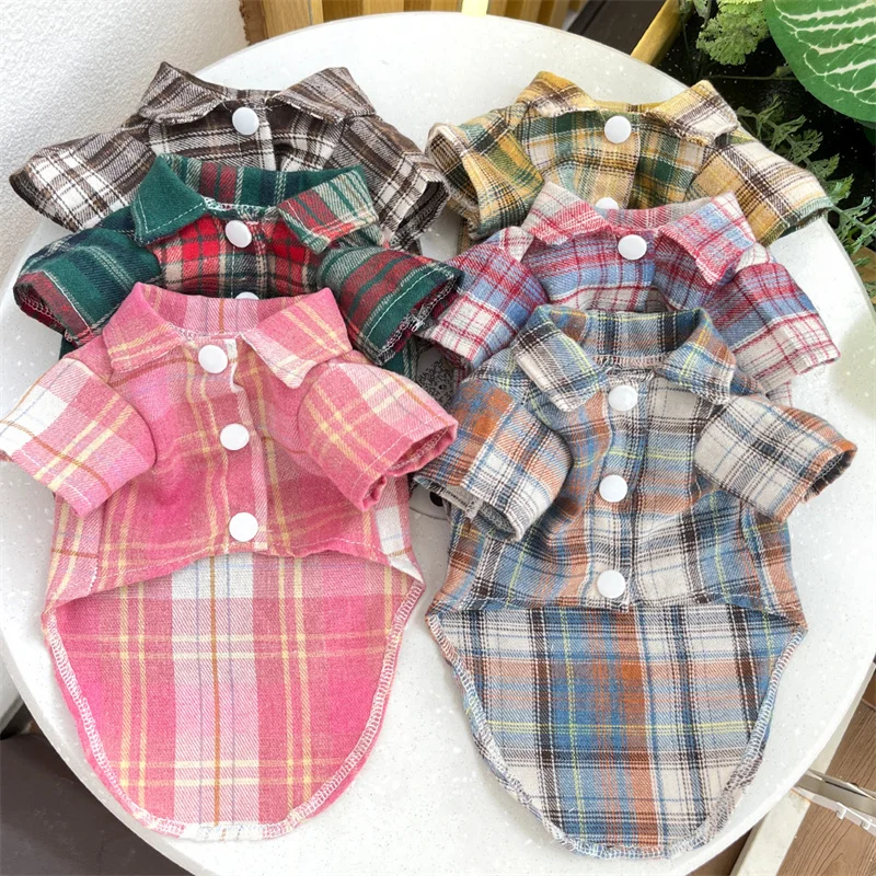 

Plaid Dog Shirt With D-Ring 6 Colors Small Medium Dog Sweatshirt Tshirt Chihuahua Corgi Pet Dog Clothes Puppy Cat Hoody Shirt XL