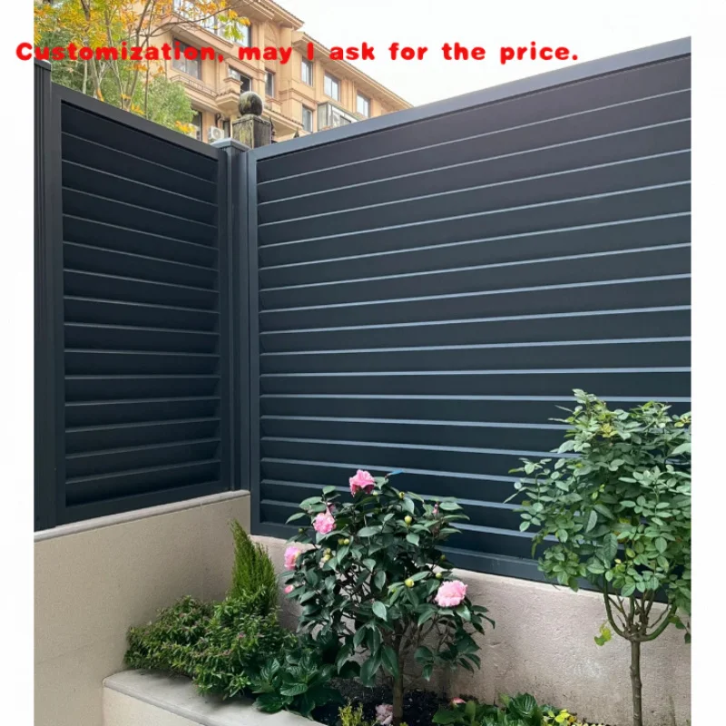 custom.Hot Selling Black Aluminum Horizontal Flat Top Privacy Fence Panels Garden Metal Fence patio fence balcony aluminum slidi