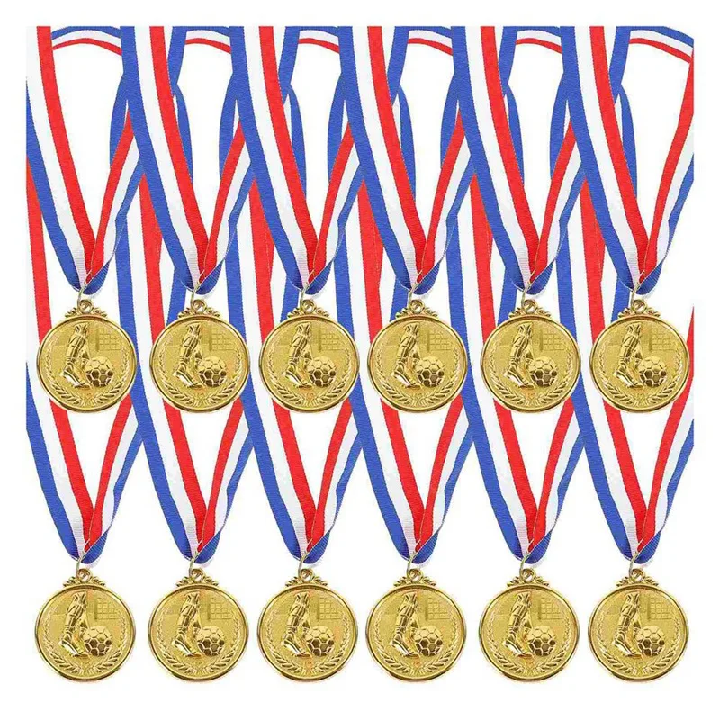 12 Pcs Football Cup Medal Award Medals Awards Student Party Gifts Soccer Metals Zinc Alloy Golden Award For Soccer