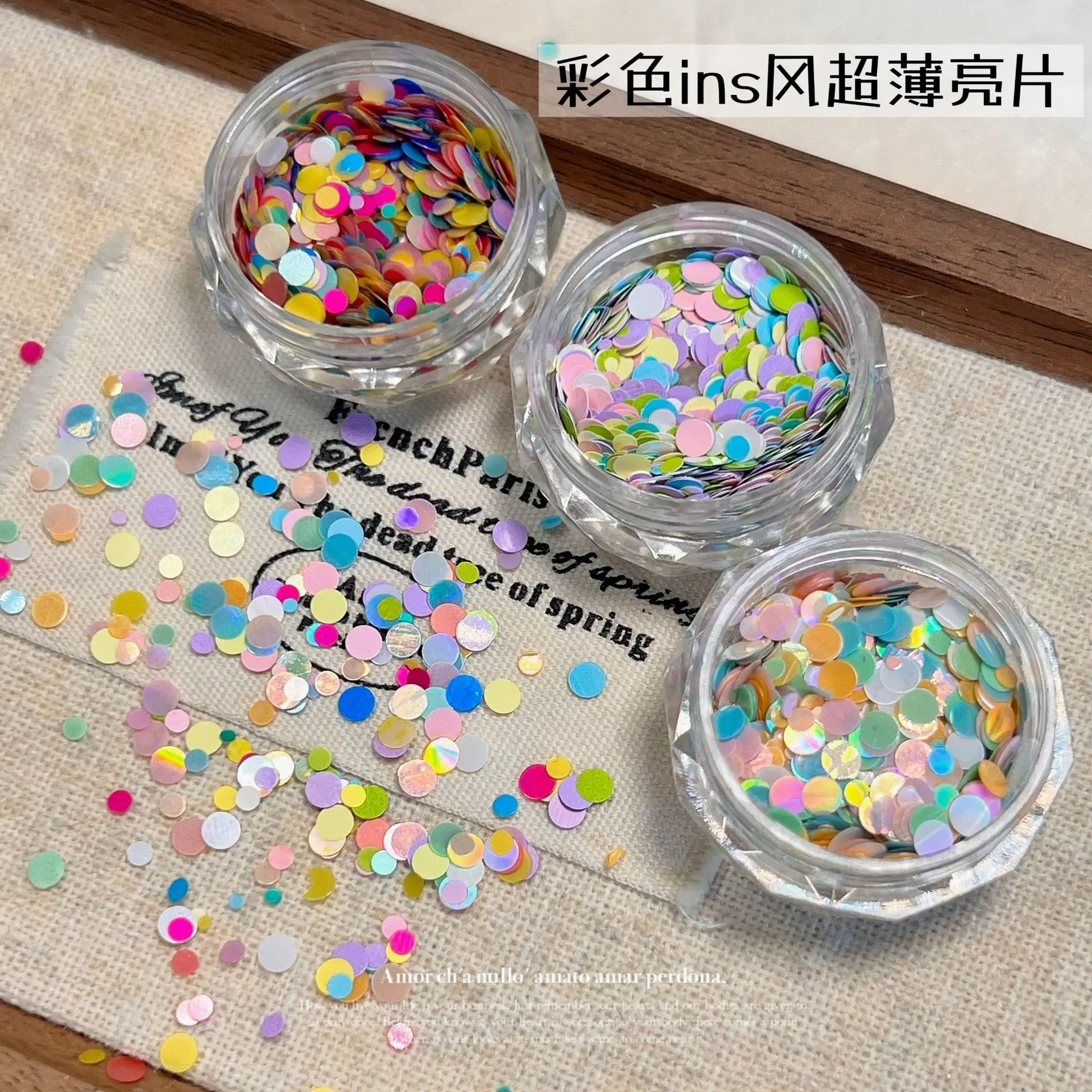 Colorful Ultra-thin Circular Glitter Mixed Size Macaron Color Nail Glitter Decoration DIY Flower Splicing Material Accessories