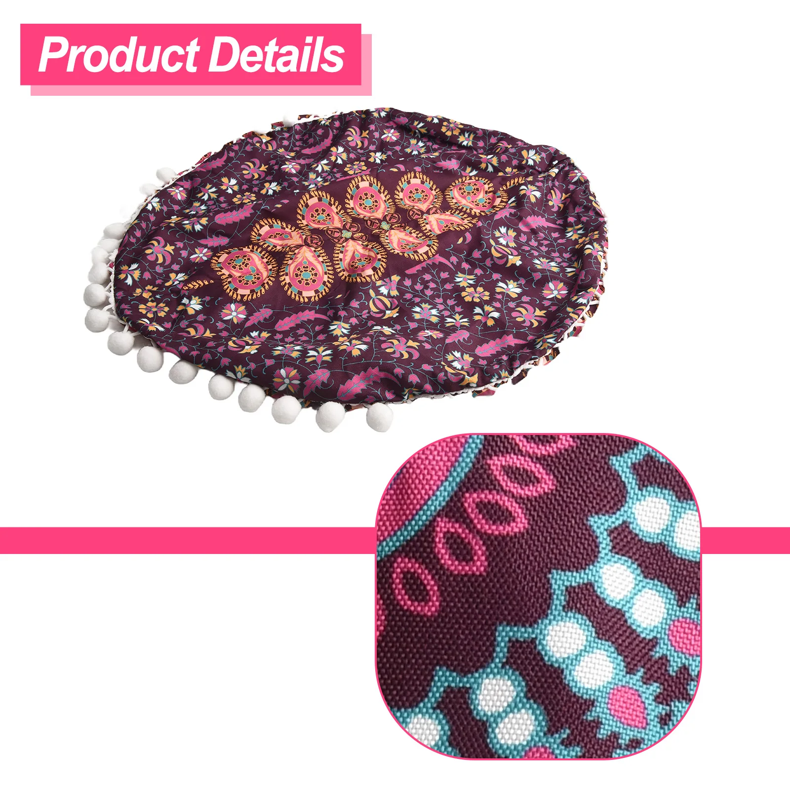 

High Quality Bohemian Pillowcase Round Shape Vintage Style 1 Pc 43x43cm Replacement Decorative Home Decoration