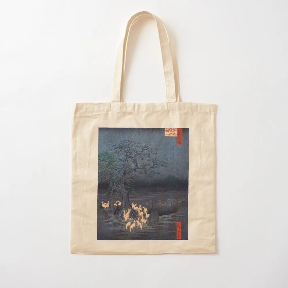 Foxes at Night Shrine Vintage Ukiyo-e Japanese Art Tote Bag Canvas bag for women bags woman 2025 tote bag men Handbags