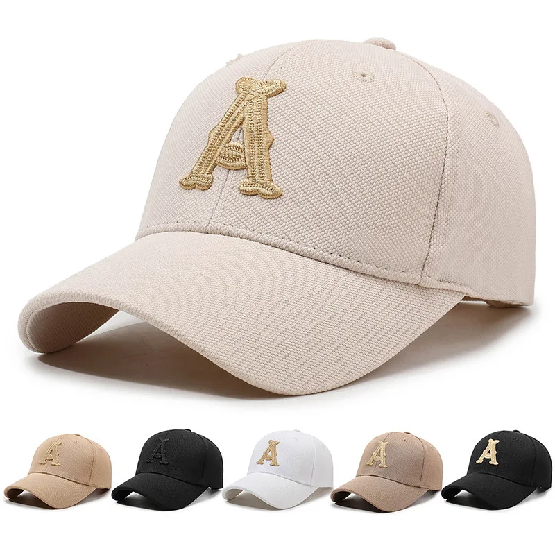 A Letter Embroidered Baseball Cap Men Korean Hard Top Stylish Duckbill Cap Spring Autumn New Leisure Outdoor Sunshade Hat
