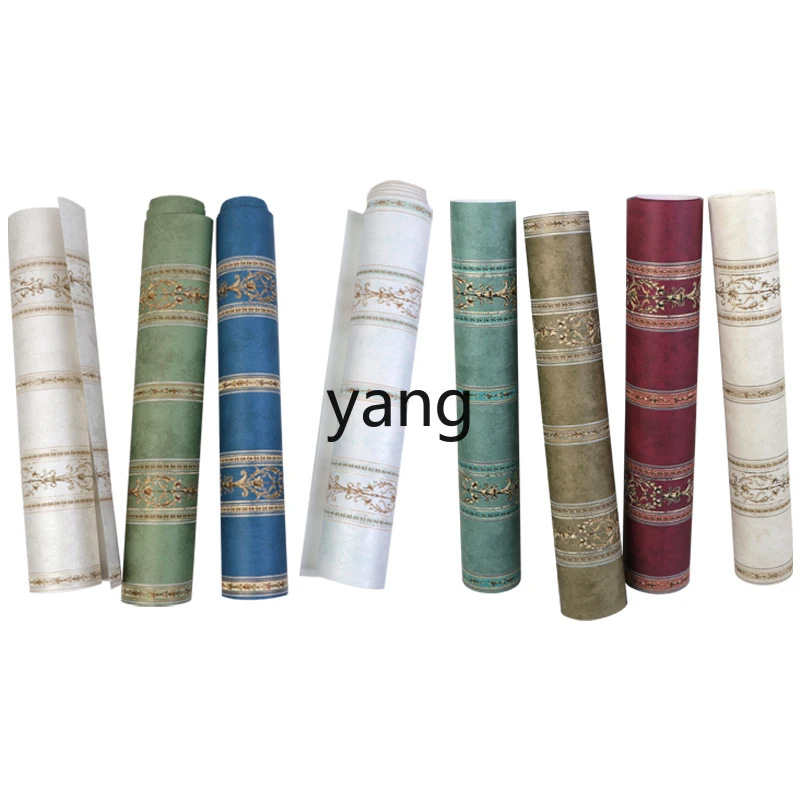 

LH Embossed Wallpaper Luxury Bedroom Living Room TV Background Striped Wallpaper Vintage Green