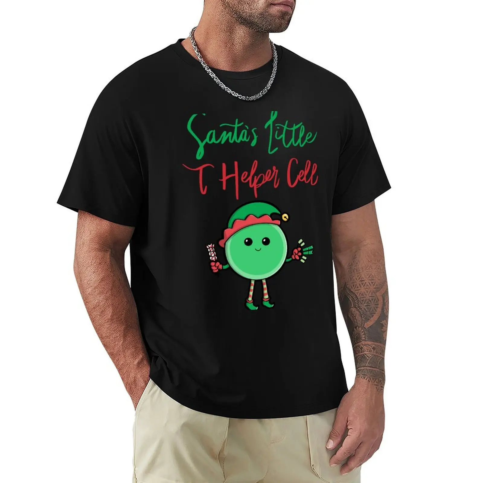 

Santas Little T Helper Cell T-Shirt shirts graphic tee vintage clothes Anime t-shirt blue archive mens t shirts