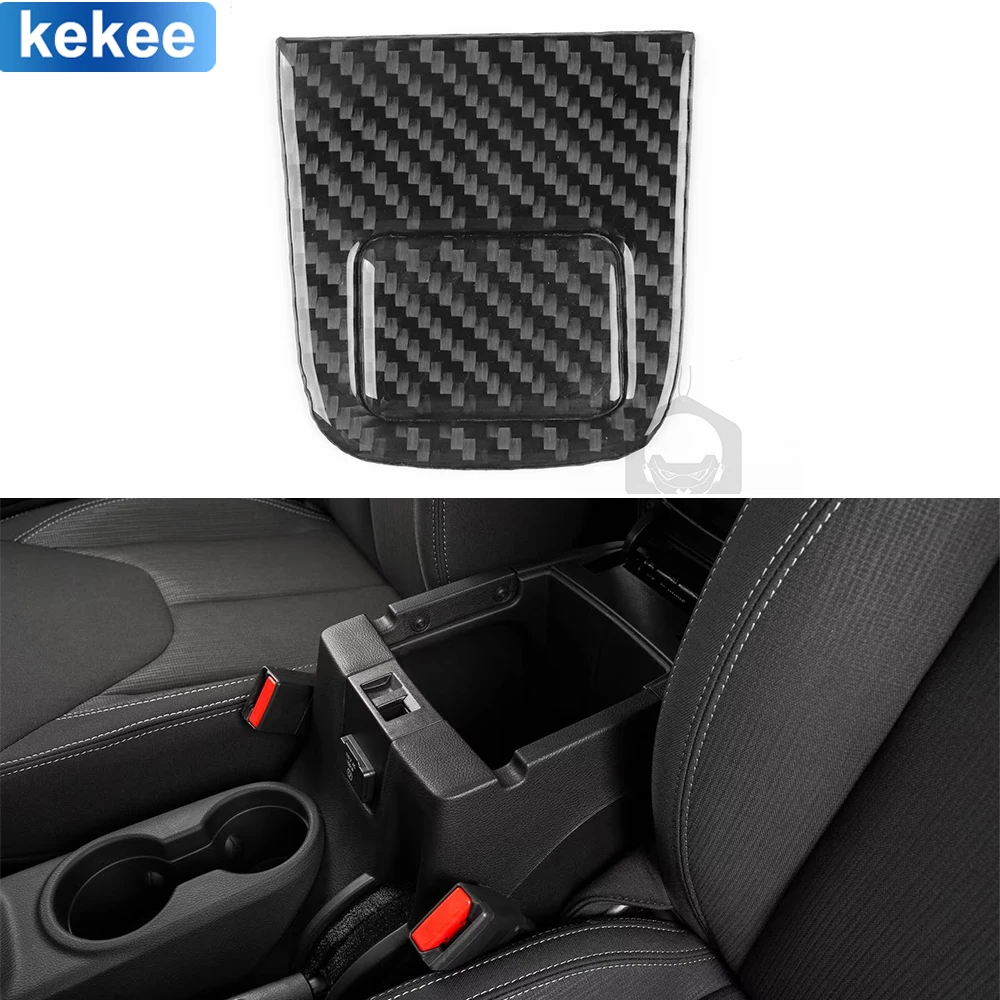 

For Jeep Wrangler JK 2011-2017 Center Console Armrest Trim Cover Real Carbon Fiber Stickers Car Interior Moulding Accessories