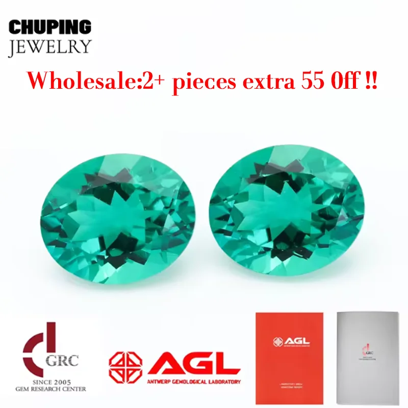 

Гидротермальные камни овальной формы для выращивания лаборатории ChuPing в Колумбии для изготовления выбору сертификата AGL, свободные изумрудные драгоценные камни Колумбии