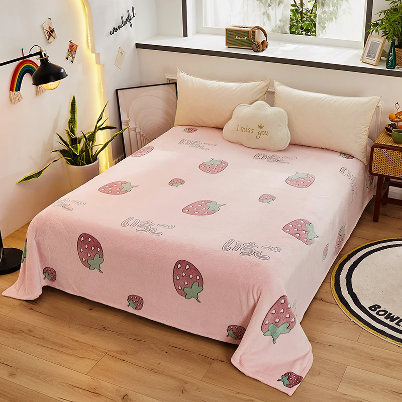 Winner Thickened flannel Fleece Throw Blanket Warmer Room Student Dormitory Multi purpose Printed Warm Nap Bed Sheet