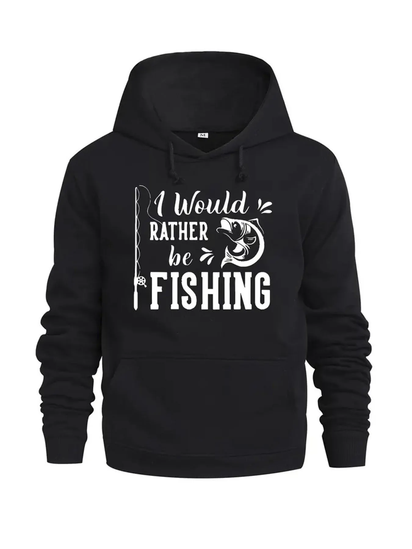 

360G hooded sweater, love fishing print men's hoodie loose version, classic crew neck, with kangaroo pocket and drawstring