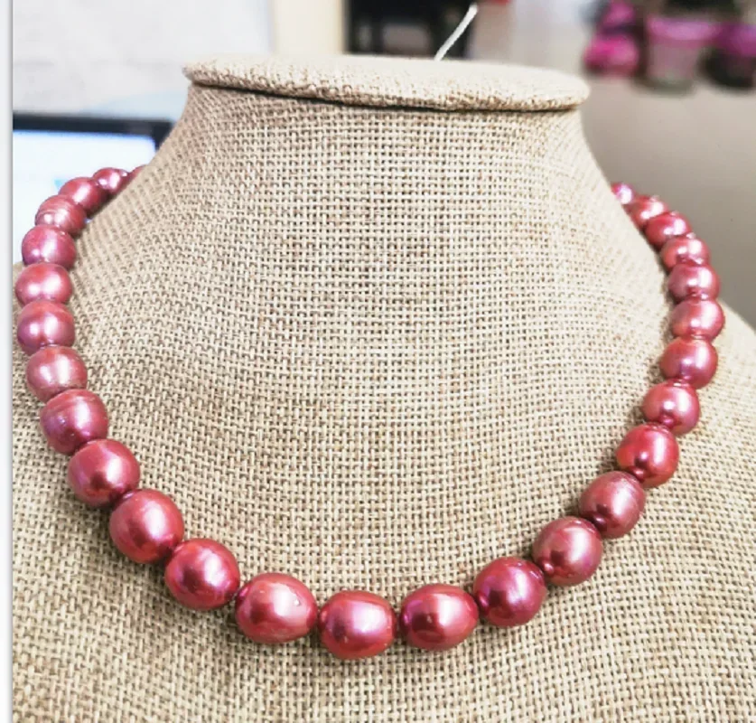 

Charming 11x14mm Rose Pink Near-Round Pearl Necklace