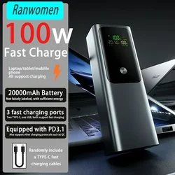 20000mAh Power Bank 100W PD3.1 Portable High-capacity Charger Bidirectional Fast Charging for Laptop Tablet Phone Apple XiaoMi