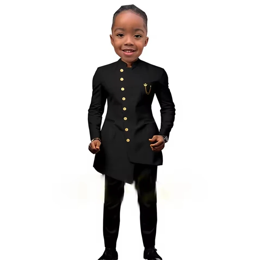 

Fashion Suit for Boys Wedding Tuxedo Indian Style Jacket Pants 2 Pieces Slim Fit Kids Fashion Party Dress Child Clothes