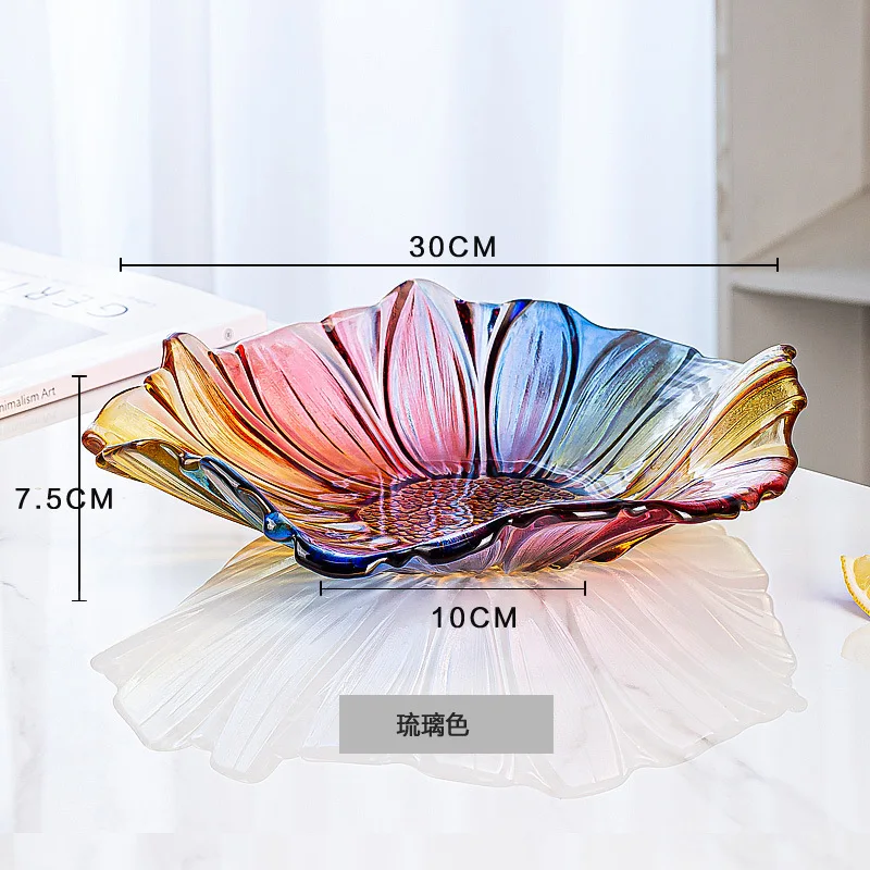 Creative Flower Shape Glass Plate Sunflower Fruit Bowl Irregular Snack Storage Plate Christmas Fruit Decoration Bowl Household