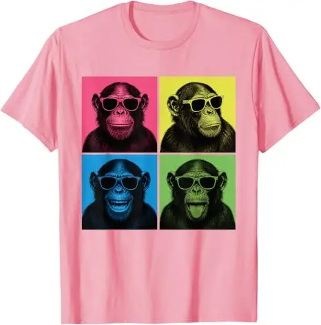 Lustiges Schimpansen-Fotokabinen-Pop-Art-T-Shirt mit Affengesichtern, Y2K-Affen-Selfie-Ästhetik-Kleidung, personalisierte Kleidung für Primaten-Fans – Detail 8