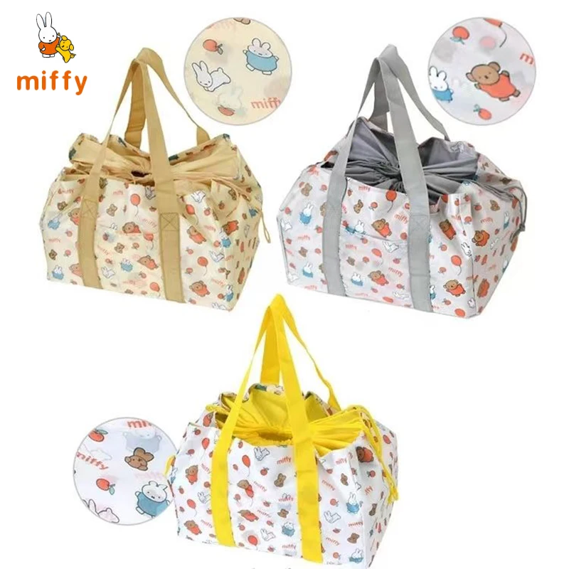 귀여운 미피 접이식 수납 가방 창의적인 보온 디자인 옥스포드 핸드백 야외 피크닉 애니메이션 액세서리 완벽한 선물