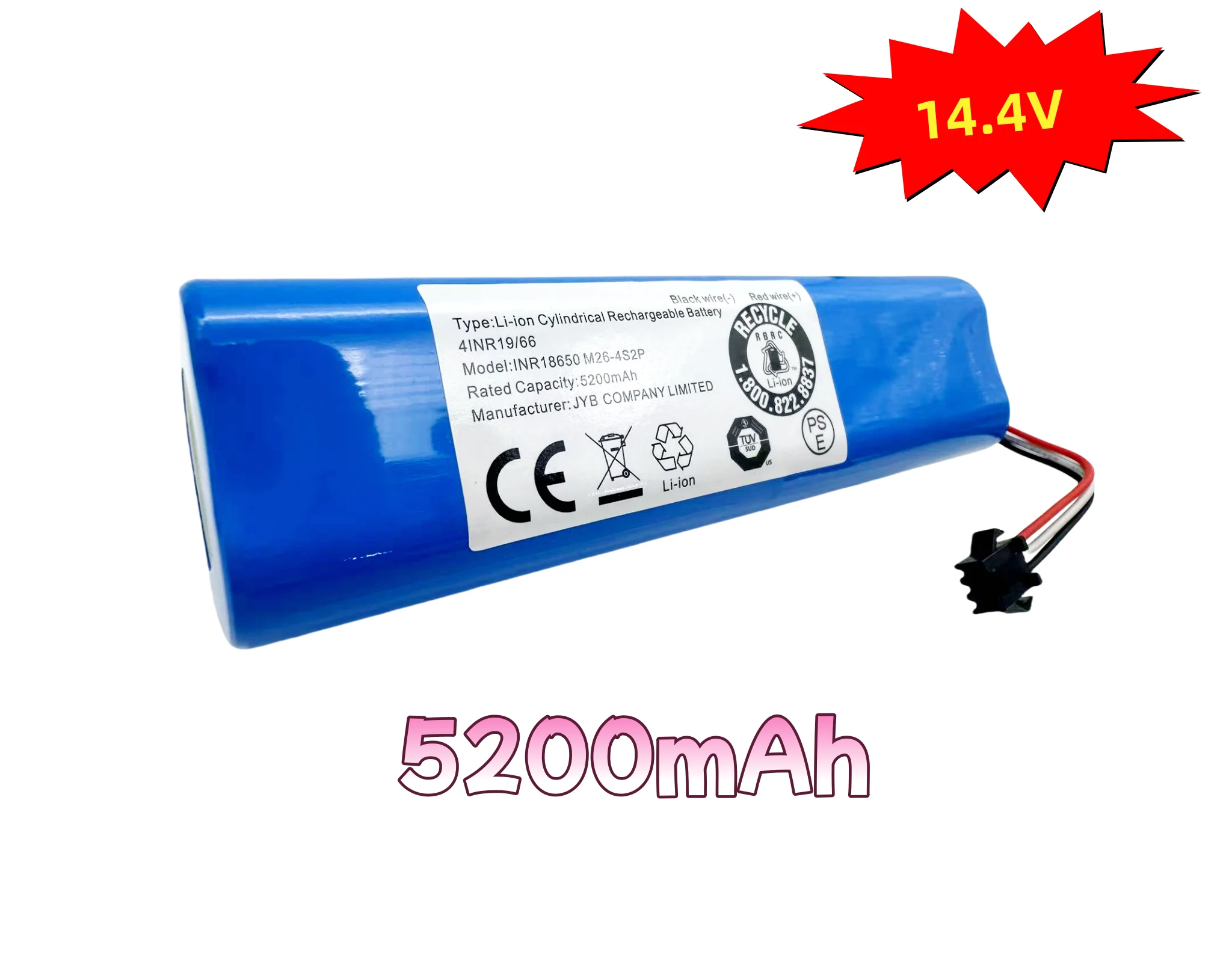 Batterie 14.4V 5200mAh Li-ion pourFor Xiaomi Lydsto R1 - Packs 18650 Rechargeables - Accessoire Robot Aspirateur